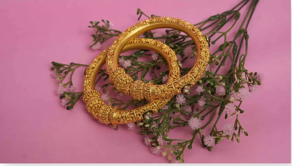 Gold Beaded Bangles