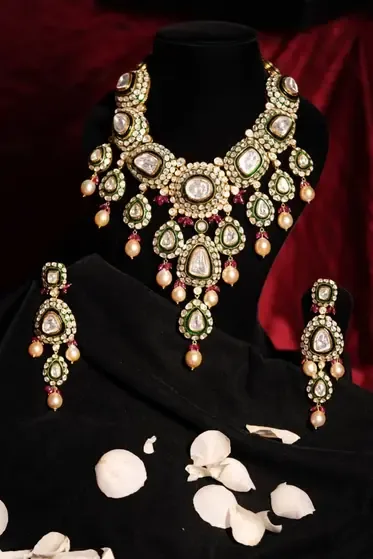 Polki Drop Necklace Set